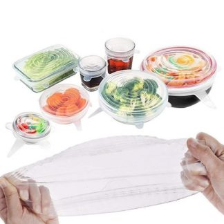 6 újrafelhasználható szilikon feszített élelmiszerfedél