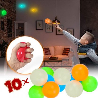 10x Világító stresszoldó ragacsos labda – GlowBuddies